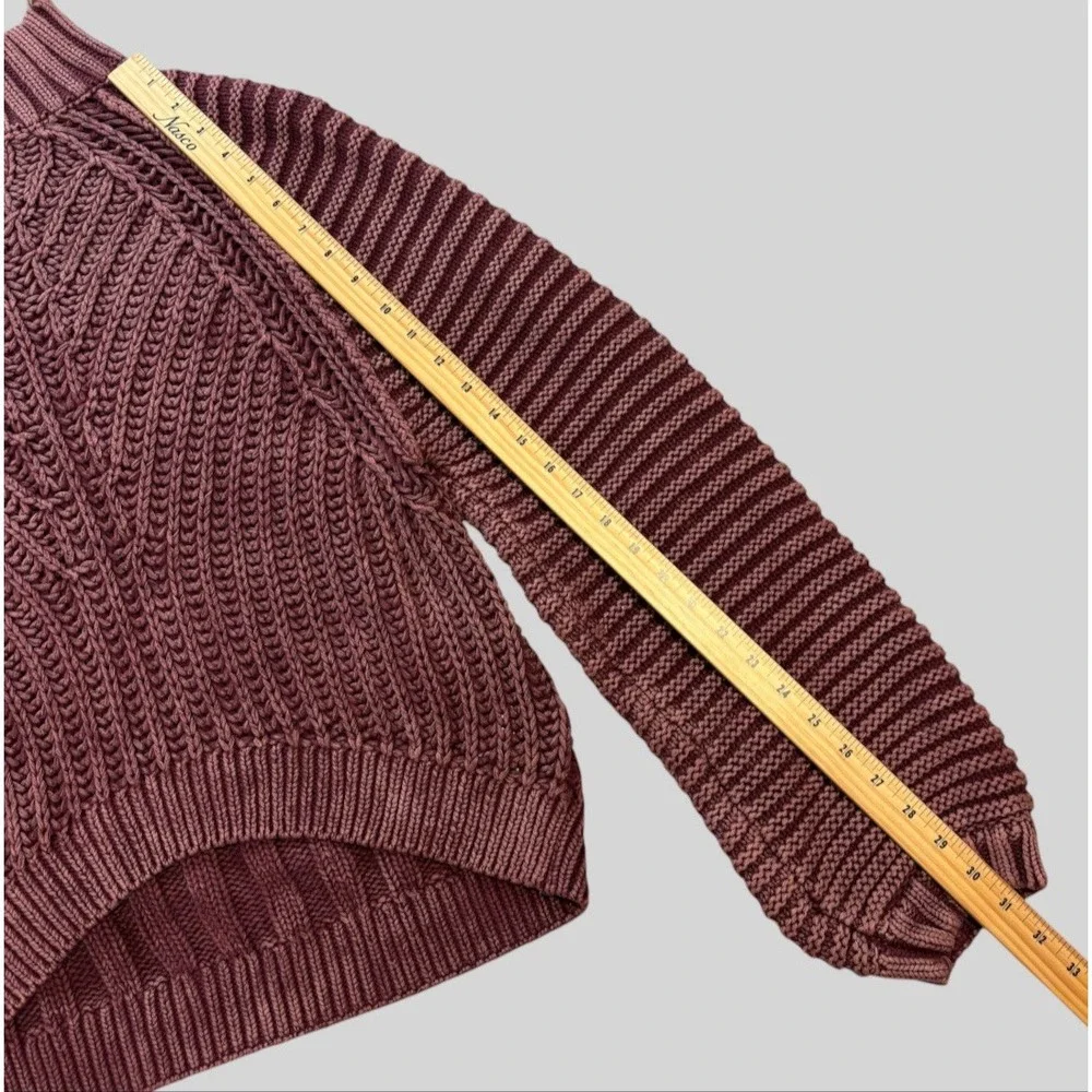 Free People Sweetheart Sweater Womens Medium Chunky Rib Knit Mock Neck Garnet